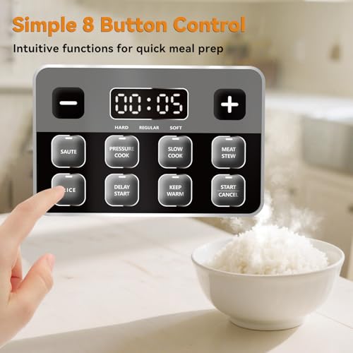 Image of Fullwill Electric Pressure Cooker Lite, Slow Cooker, Rice, Saute, Warmer, Olla de Presion Nonstick Pot 3 Quarts