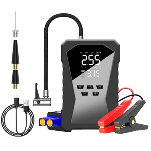 Arrancador de batería con compresor de aire | Booster de batería 12V con compresor de aire para neumáticos,Batería de resolución de problemas recargable para viajes taller garaje camión motocicleta