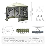 VEVOR Pop Up Gazebo Tent, Pop-Up Screen Tent 6 Sided Canopy Sun Shelter with 6 Removable Privacy Wind Cloths & Mesh Windows, 10x10FT Quick Set Screen Tent with Mosquito Netting, Army Green - Image 8