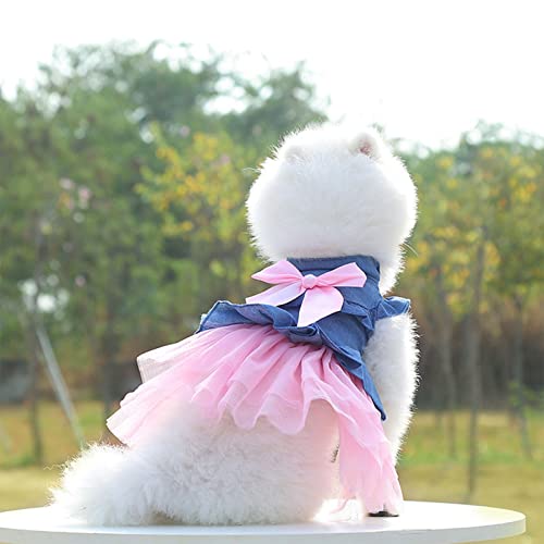 Sebaoyu Dog Dresses For Small Dogs, Summer Cute Girl Dog Clothes, Holiday Puppy Dress, Chihuahua Yorkie Dress, Pet Clothing Dog Clothes Outfit Dog Tutu Skirt (Denim Powder, Medium) #TOP2