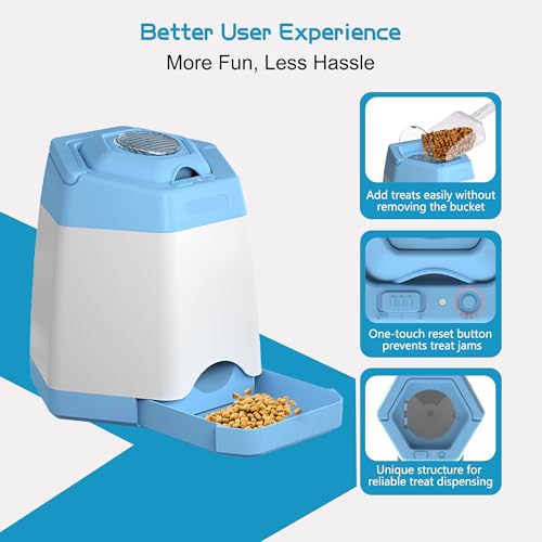 Dog Treat Dispenser with Button, PETNF Rechargeable Dog Puzzle Feeder Toy, 400ml Large Capacity Automatic Treat Dispensing Toy for Dogs Food Dispenser, Interactive Pet Dog Toys IQ Training Game