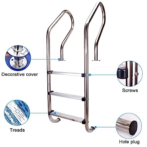 Escalera para piscina con 3 peldaños antideslizantes de acero inoxidable miniatura 5