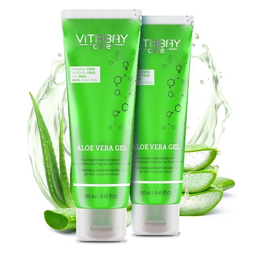 Depilación Láser en Piernas 5 Vitabay Aloe Vera Gel (250 ml) Paquete de 2 • 99,9% Aloe...