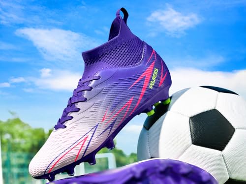 Image of Unisex FG Cleats Training Athletic Non-Slip Long Studs High-Top Football Soccer Shoes for Youth