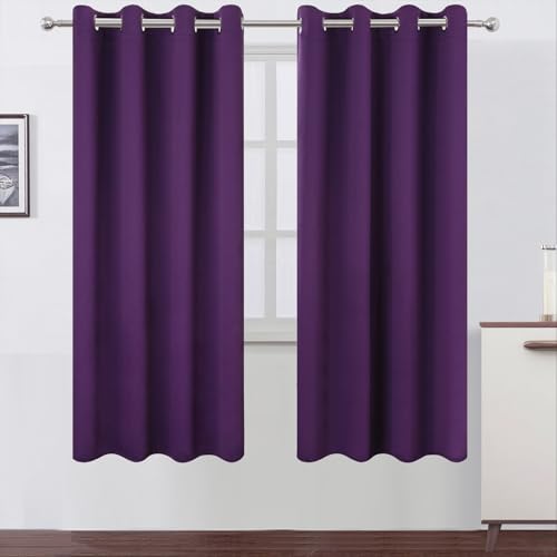 Image of LEMOMO Blackout Curtains 66 x 72 Inch Long Purple Curtains Set of 2 Panels Room Darkening Curtains for Bedroom and Living Room