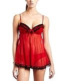 Jezebel Women's Ruffles Galore Camidoll & Hipster Set, Red,Large