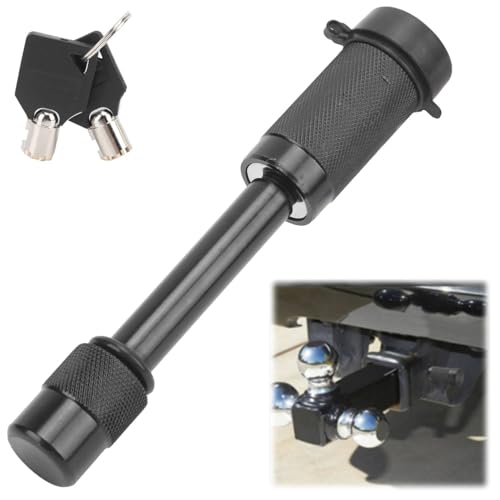 Hapivida Blocco gancio di traino, Blocco antifurto da 5/8 pollici in ferro con perno in lega di alluminio e cappuccio antipolvere per rimorchio camion e auto, Sicurezza Senza Sforzo