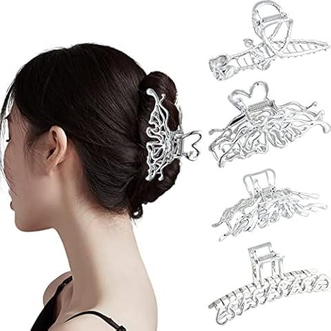 4 Pcs Claw Clips, Joyoldelf Large Metal Hair Claw Clip, Hair Clips for Thick and Thin Hair, Strong Hold Hair Clip, Butterfly Hair Clips for Women and Girls Cover