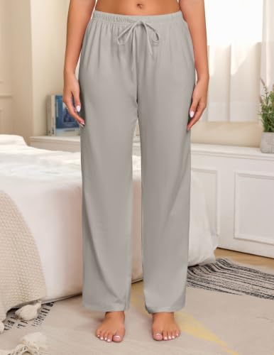 Image of Veseacky Women 100% Cotton Pajama Bottoms Comfy Soft Lounge Sleep Pants Drawstring Sleepwear 3 Pack S-XXL