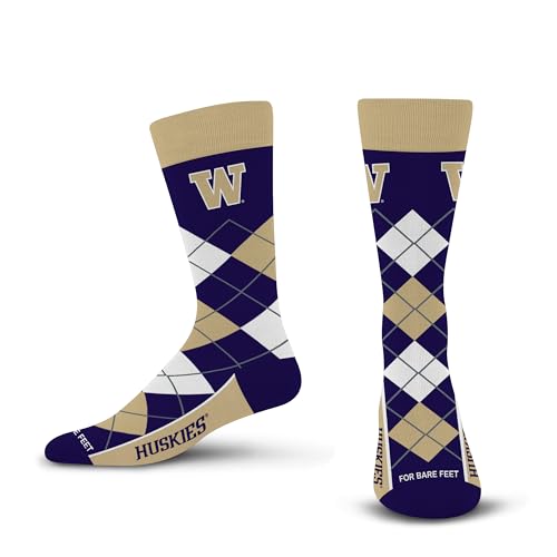 For Bare Feet NCAA WASHINGTON HUSKIES Argyle Remix Premium Dress Sock Team Color OSFM