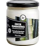 Bamboo Odor Eliminating Highly Fragranced Candle - Eliminates 95% of Pet, Smoke, Food, and Other Smells Quickly - Up to 80 Hour Burn time - 12 Ounce Premium Soy Blend