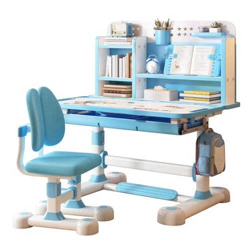 Escritorio y Silla Ajustable para Niños de Estudio Con Separadores y Cajones - Silla Ergonómica para Estudio Escolar en Casa