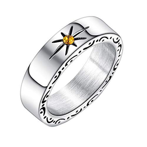 Asma Jewel House Sun Pattern Luxury Stainless Steel Vintage Punk White Finger Ring for Men Boys