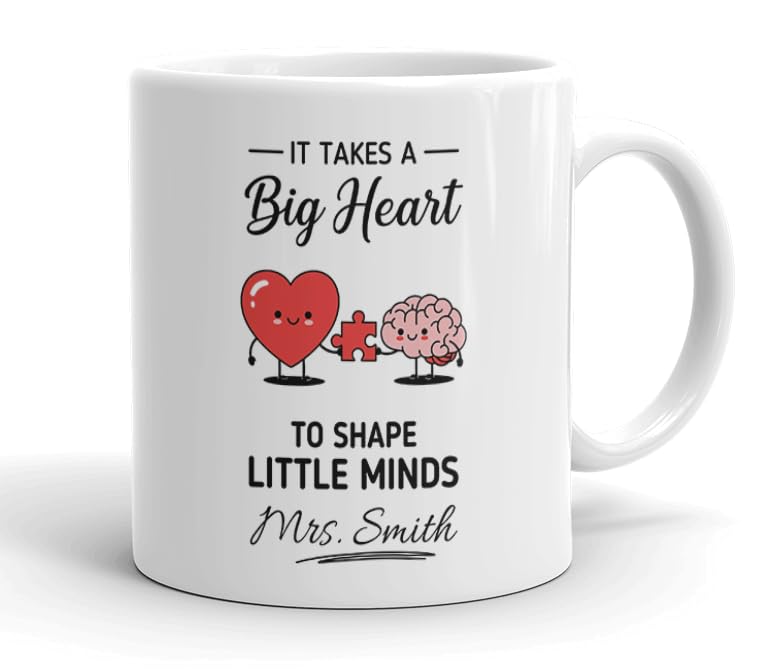 VIROSA Teacher Mug – “It Takes a Big Heart to Shape Little Minds” – Thank You Gift for Teacher – 11oz Ceramic Coffee Cup