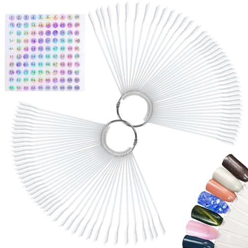 Nagelproben mit Etiketten, 100 Stück Nagelprobenstifte, Nagelfarben-Ausstellungsständer, Nagelkunst-Spitzen, Spitzenstifte