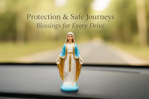 Image of Immaculate Mary Figurine | Christmas Prayer Statue, Marble-Look Decorative Showpiece for Home Office, Car Dashboard Idol, Spiritual Blessing Idol & Christian Gift Item