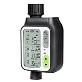 SOGUYI Temporizador Riego Automatico con 3 Programas de Riego, Sensor de Lluvia Programador Riego, Programador de Riego a Pilas, para Piscina de Césped...