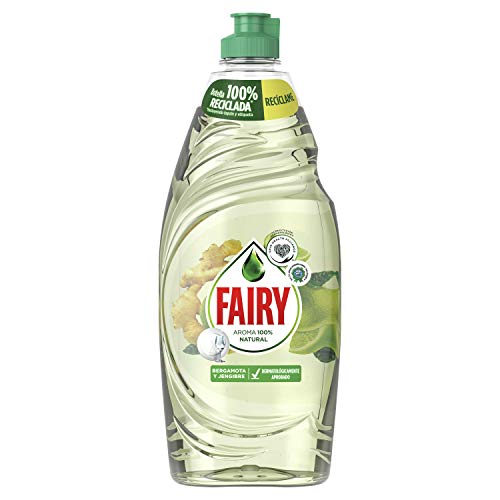 FAIRY Natural Líquido lavavajillas con aroma 100 % natural de Bergamota y Jengibre aprobado dermatológicamente por la Skin Health Alliance - 650 ml