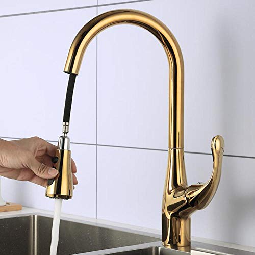 Robinet d'évier de cuisine avec douchette extractible laiton anti-calcaire - 3