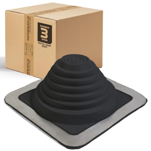Fasteners Plus #3 Square EPDM Metal Roof Pipe Flashing Boot