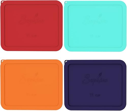 Sophico Tapa rectangular de almacenamiento de silicona para 11 tazas de repuesto para cuencos de vidrio Pyrex 7212-PC, recipiente no incluido (MIX)