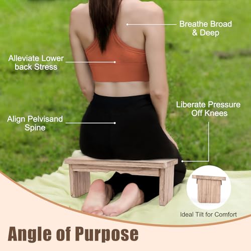 Yoga Meditation Benches - Yoga Bench,Wooden Zen Meditation Stool Kneeling Bench for Yoga Practice (Light Brown) - Image 6