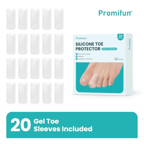 Image of Silicone Toe Protectors - 20 Pack Silicone Toe Sleeve for Hammer Toes, Corns, Calluses, Blisters - Soft Gel Toe Tube Pads for Pain Relief(Clear)