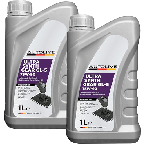 AUTOLIVE Aceite 75W90 Ultra Synth Gear API GL-4 GL-5 LS – Aceite Sintético para Transmisión Manual y Diferencial – Pack de 2 x 1L = 2L