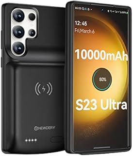 NEWDERY Battery Case for Samsung Galaxy S23 Ultra, 10000mAh Charging Case Rechargeable Extended Charger Case, Portable Power Bank Backup (Support Qi Wireless Charging) for Samsung Galaxy S23 Ultra