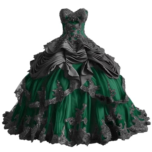 Mauuwy Green Ball Gowns Tiered Prom Party Dresses for Girls 18Plus Size