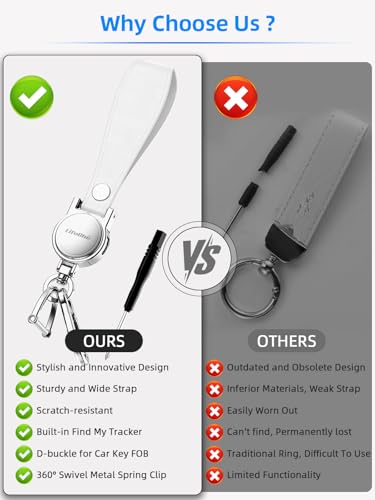 Image of Keychain, Works with Apple Find My, Leather Car Keychain Key Holder Key Chain with Anti-Lost Keys Finder Tracker