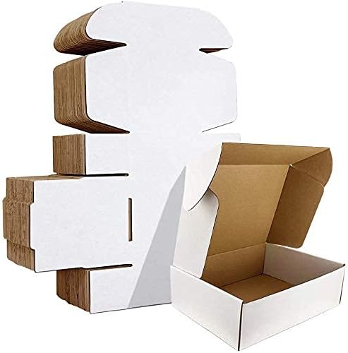 RLAVBL 25 Pack 9x6x2(23x15.5x5cm) Shipping Boxes Small White Corrugated Cardboard Box for Packing Mailing