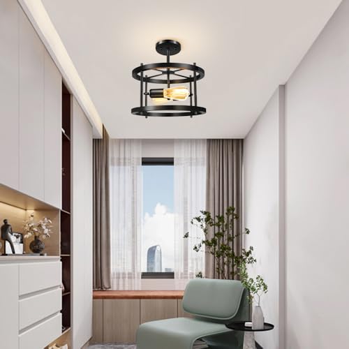 Lámpara industrial negra de techo tipo loft E27 para cocinas y dormitorios 3