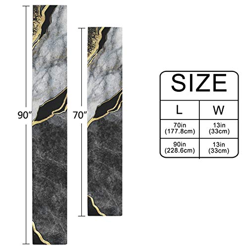 Oarencol Marble Black White Gold Stone Art Table Runner Double Sided 13X70 Inch Polyester Table Cloth #TOP1
