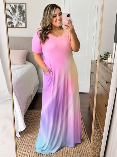Image of PinkPatty Women's Plus Size Maxi Dress Short Sleeve with Pockets