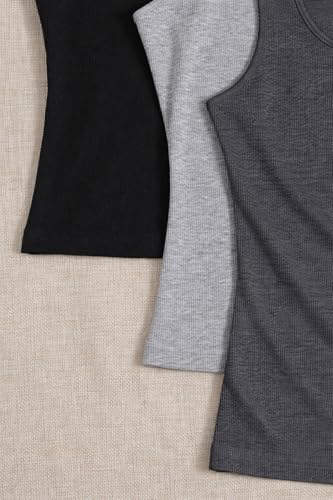 Image of Women's 1x1 Rib Cotton Stretch Tank Top Sleeveless Basic Vest Pack of 3