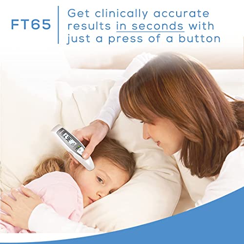 Image of Beurer Plastic FT65 3-in-1 Digital Thermometer - Non-Contact Infrared Thermometer w / Memory Slots - Large Display w / Fever Alarm, High Accuracy Forehead Thermometer for Adults and Kids (Ear /Forehead)