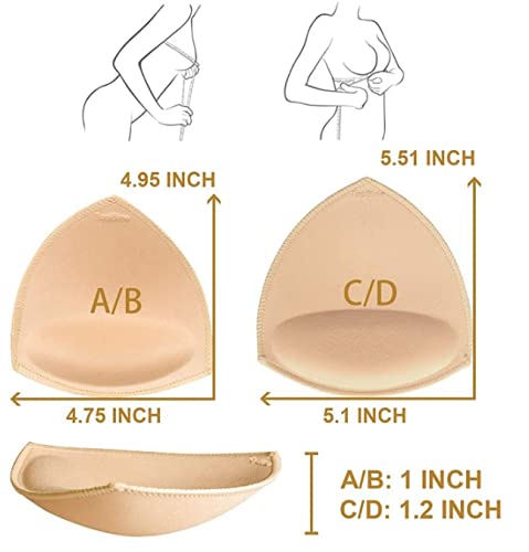Fypxd 6 Pairs Removeable Bra Pads Inserts Push Up For Sport Bra And Bikini Tops(Beige) #TOP1