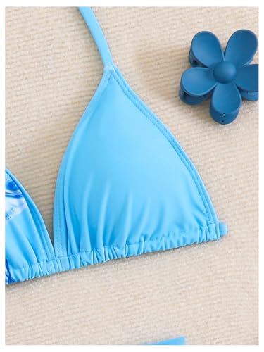 Image of SHENHE Girl's 3 Piece Swimsuits Cute Halter Triangle Bikini Bathing Suit with Beach Cover Up