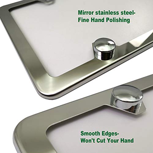 Bggtmo License Plate Cover And Frame Combo-Smoke License Plate Cover And Stainless Steel Car Tag Holder,Flat Smoked Unbreakable Protector,Fit Us Universal Front Or Rear Bracket,Mount Screws,Chrome Cap #TOP3