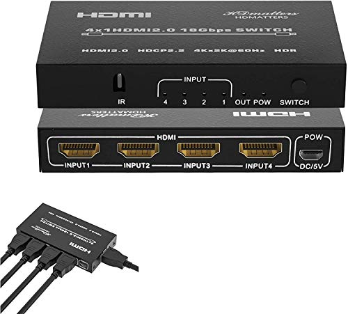 Chaveador Switch HDMI 4x1 4k 60Hz HDMI 2.0 HDR HDCP 2.2 IR