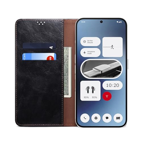Image of Cubix Flip Cover for Nothing Phone 2a Case Leather Wallet Cover with Kickstand Card Slots Magnetic Closure (Black)