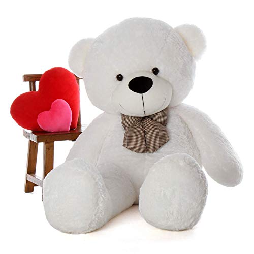 Image of HUG 'n' FEEL SOFT TOYS 4 feet Long Soft Lovable hugable Cute Xtra Large Teddy Bear White Plush & Stuffed Toys (Best for Someone Really Special) 121 cm