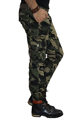 Image of Urban Legends 6 Pocket Relaxed and Regular Fit Cotton Cargo Jogger Pants for Men (Green,40)