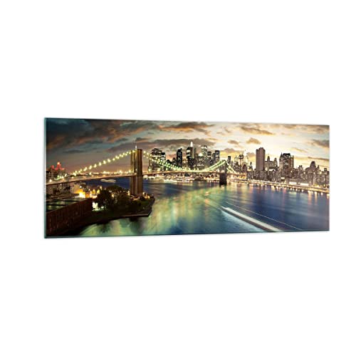 Vidrios decorativos América Arquitectura Nueva York Cuadro Sobre Vidrio Moderno 140x50cm Decoracion Salon Cuadros Pared Impresiones Grande XXL Impresión en Cristal Wall Art Prints GAB140x50-0226