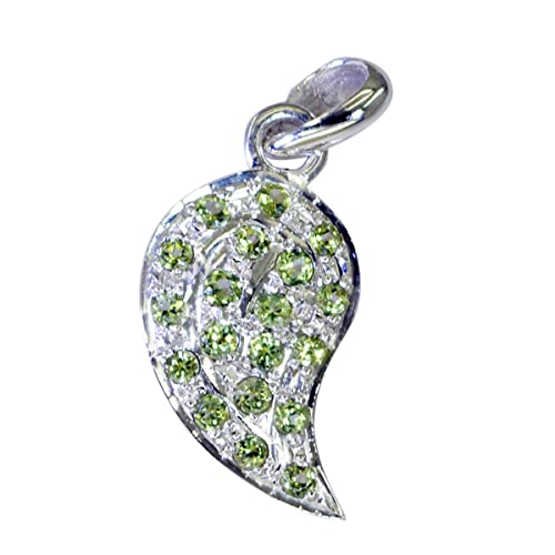 Pendentif vert en argent 925 et collier réglable en péridot rond
