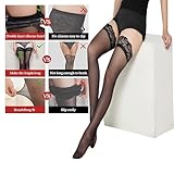 JollyDragon 2 Pair Hold Up Stockings for Women,Silicone Lace Black Stockings,Anti Skid Sexy Thigh High Lace Stocking,One Size - Image 3