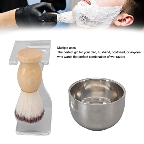 Kit de escova de barbear para homens, 3 peças, conjunto de pincéis de barbear de acrílico, tigela de