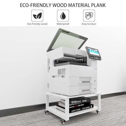 Image of Natwind 2 Tier Laser Printer Stand, 24''x24'' Large Printer Table, White