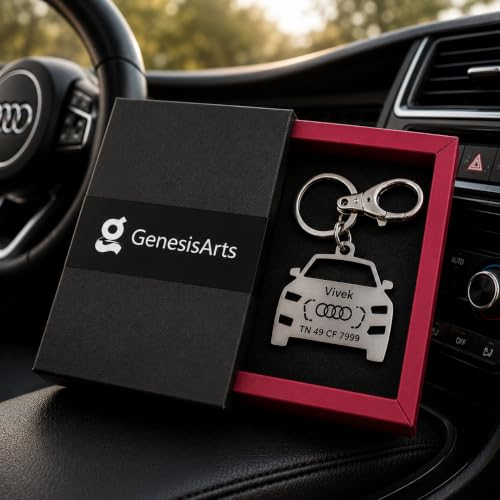 Image of Personalized Stainless Steel Key Chain /Key Ring | Durable, Compatible with All Models | Customized Car Number Plate | Ideal Gift for Him (Silver)
